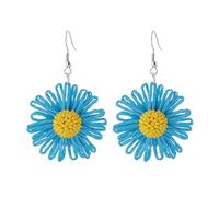 Dreuyet Handmade Braid Bohemian Daisy Flower Shape Dangle Earrings for Women Lightweight Daisy Flower Drop Earrings Cute Chrysanthemum Dangle Earring Dainty Sun Flower Earrings Jewelry, Rattan, No