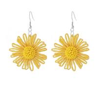 Dreuyet Handmade Braid Bohemian Daisy Flower Shape Dangle Earrings for Women Lightweight Daisy Flower Drop Earrings Cute Chrysanthemum Dangle Earring Dainty Sun Flower Earrings Jewelry, Rattan, No