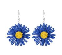 Dreuyet Handmade Braid Bohemian Daisy Flower Shape Dangle Earrings for Women Lightweight Daisy Flower Drop Earrings Cute Chrysanthemum Dangle Earring Dainty Sun Flower Earrings Jewelry, Rattan, No