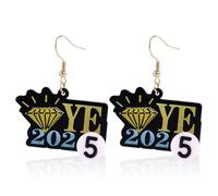 Dreuyet Happy New Year Earring for Women Acrylic Shiny Happy New Year Earrings Lightweight Glitter Cheers to the New Year Champagne Earrings Xmas New Year’s Eve Earrings Holiday Party Jewelry, Middle