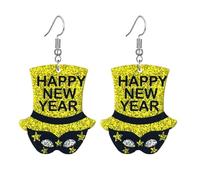 Dreuyet Happy New Year Earring for Women Acrylic Shiny Happy New Year Earrings Lightweight Glitter Cheers to the New Year Champagne Earrings Xmas New Year’s Eve Earrings Holiday Party Jewelry, Middle