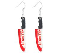 Dreuyet Horror Knife Earrings Acrylic Gothic Knives Dangle Drop Earrings for Women Punk Unique Scream Blooded Knife Dagger Earring Statement Howling Halloween Party Cosplay Scary Jewelry Accessories