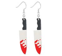 Dreuyet Horror Knife Earrings Acrylic Gothic Knives Dangle Drop Earrings for Women Punk Unique Scream Blooded Knife Dagger Earring Statement Howling Halloween Party Cosplay Scary Jewelry Accessories