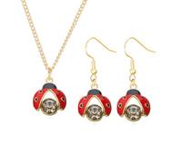 Dreuyet Ladybug Earrings and Necklace Set for Women Tiny Red Ladybug Necklace and Earrings Cute Ladybug Daisy Flower Jewelry Lifelike Ladybug Insect Charm Jewelry Set, Alloy Steel, No Gemstone
