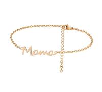 Dreuyet Mama Bracelet for Women Dainty 18K Gold Planted Bracelets Silver Rose Gold Adjustable Bracelets Mother's Day Gifts from Daughter Expecting Mom Jewelry Gift Stretch Bracelets, S, Rose Gold, no