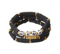 Dreuyet MAMA Bracelet for Women Mom Grandmom Dainty Gold Crystal Beaded Nature Stone Stackable Multilayered Stretch Bracelets Set Mother's Day Birthday Holiday Gift, M, Vinyl, no gemstone