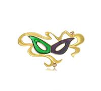 Dreuyet Mardi Gras Brooch Pin for Women Crystal Rhinestone Mask Fleur De Lis Brooch Glitter Fat Tuesday Carnial Parade Holiday Enamel Lapel Pins Jewelry, Middle, Alloy Steel, no gemstone