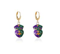 Dreuyet Mardi Gras Earrings for Women Fashion Alloy Mask Crown Hat Hoop Earrings Small Festive Holiday Earrings Fat Tuesday Celebrations Dress Accessories, M, Zinc, No Gemstone