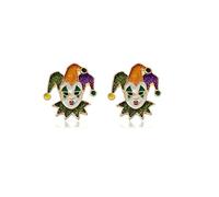 Dreuyet Mardi Gras Stud Earrings for Women Glitter Shiny Mardi Gras Mask Jester Fleur de Lis Hat Carnival Stud Earrings Fat Tuesday Parade Party Charm Accessories, Middle, Alloy Metal, No Gemstone