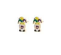 Dreuyet Mardi Gras Stud Earrings for Women Glitter Shiny Mardi Gras Mask Jester Fleur de Lis Hat Carnival Stud Earrings Fat Tuesday Parade Party Charm Accessories, Middle, Alloy Metal, No Gemstone