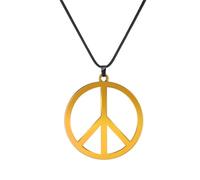 Dreuyet Peace Sign Pendant Necklace for Men Women Personalized Stainless Steel Punk Hippie 60s 70s Anti-war Pendant Necklace Halloween Party 1960s 1970s Hipster Accessories, L, Stainless Steel, unknow
