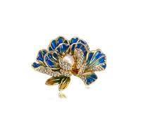 Dreuyet Peony Flower Brooch Pins for Women Dainty Graceful Pearl Flower Enamel Badges Lapel Pin Elegant Banquet Prom Dress Accessories Jewelry Gift, Middle, Rhinestone, no gemstone