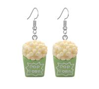 Dreuyet Popcorn Earrings Funny Cute 3D Simulation Popcorn Tub Earrings Handmade Resin Emulational Charm Food Snacks Drop Earring Creative Novelty Jewelry, Middle, Resin, No Gemstone