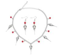 Dreuyet Raven Skull Necklace And Earrings Sets Crow Viking Odin Bird Raven Skull Earrings Necklace Bird Crow Head Nordic Norse Amulet Gothic Witchy Jewelry Set Gift Gothic Halloween Gifts for Men