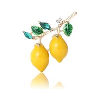 Dreuyet Rhinestone Lemon Brooches for Women Men Crystal Elegant Yellow Fruit Lemon Brooch Pin Dainty Cute Christmas Wedding Birthday Summer Holiday Accessories, Middle, Rhinestone, no gemstone