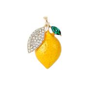 Dreuyet Rhinestone Lemon Brooches for Women Men Crystal Elegant Yellow Fruit Lemon Brooch Pin Dainty Cute Christmas Wedding Birthday Summer Holiday Accessories, Middle, Rhinestone, no gemstone