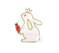 Dreuyet Rhinestone Rabbit Brooch Pin for Women Lady Crystal Bunny Animal Brooches Dainty Cute Rabbit Carrot Lapel Pins Easter Day Party Pin Fashion Gentleman Accessory Jewelry, Middle, Alloy Steel