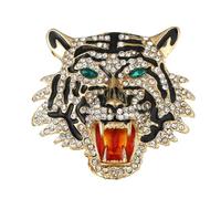 Dreuyet Rhinestone Tiger Brooch Pins for Women Men Vintage Crystal Animal Roaring Tiger Head Lapel Pin Charm Coat Clothes Hats Bags Suits Party Brooches Game Day Jewelry, Middle, Rhinestone, cubic
