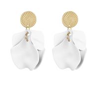 Dreuyet Rose Petal Dangle Earrings for Women Elegant Boho Statement Floral Tassel Earrings Acrylic Tiered Matte Flower Earrings Exaggerated Petal Tassel Earrings Flower Earrings, Acrylic