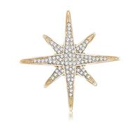 Dreuyet Star Brooch for Women Men Simple Minimalist Starburst Lapel Pins Sparkly Crystal Rhinestones Stars Brooches Hat Bag Suit Tie Clothes Elegant Dress Accessories Jewelry, Middle, Alloy Steel, no