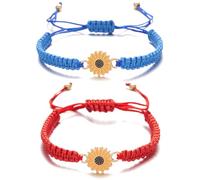 Dreuyet Sunflower Bracelets Adjustable Boho Handmade Braided Rope String Sunflower Daisy Charm Friendship Matching Bracelets Promise for Couples Women Men, Adjustable, Rope Thread, no gemstone