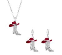 Dreuyet Western Boots Earring And Necklaces Sets for Women Dainty Sparkly Rhinestone Cowgirl Hat Dangle Drop Earrings Bohemian Rodeo Boot Pendant Necklaces Country Concert Party Outfits Jewelry, M