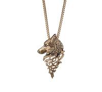 Dreuyet Wolf Necklace for Men Women Personalized Retro Punk Gold Silver Black Fierce Animals Nordic Viking Wolf with Chain Pendant Jewelry with Gift Packaging, Zinc, unknown