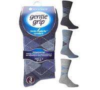 Drew Brady 3 Pack Mens Gentle Grip Non-Elastic Ankle Socks 6-11 (Blue)