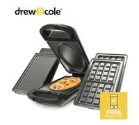 Drew&Cole 5 Minute CleverChef Deluxe Multicooker - 4pc Set with Omelette, Grill & Waffle Plates, 700W, Non-Stick, Quick Meals, Great for Steaks, Omelettes, Toasties, Pizzas & Dessert
