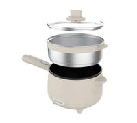 Drew&Cole CleverPot 1.2L Cooking Pot in Cream - Energy Efficient, Compact, Portable & Easy to Use - Serves up to 3 People - 2 Power Settings - Sleek Design - With Glass Lid & Steam Basket - 600W