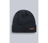 'Drew' Sherpa Faux Fur Lined Soft Knitted Warm Cosy Cable Beanie Animal Navy One Size