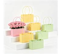 Drexasl Flower Paper Gift Bags, 12Pack Bouquet Storage Bucket Florist Handbag with Handles, Waterproof Wrapping Paper Bags for Wedding, Valentine's Day, Mother's Day, Birthday Party Bridal Shower