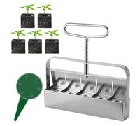 Dreyoo 1 Pack Upgrade Soil Block Maker Hand Held, Manual Blocking Tool for Seed Starting with Dispenser, Garden Potting Soil for Indoor Outdoor Plants, No Transplant Shock (5 Cell,1 1/2 Inch)
