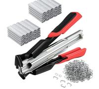 Dreyoo 2500 Pcs C Clips Hog Ring Pliers Kit, 3/4'' Hog Ring Nail, Fencing Plier Staple Gun Cage Clamp for Animal Pet Cages Fencing, Upholstery, Car Cushions, Meat and Sausage Casings