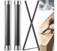 Dreyoo 32 Pcs 2B 2 x 5 mm Carpenter Pencil Refills, 5.9in Long Flat Graphite Mechanical Pencil Lead, Gray Replacement Refills with 2 Storage Cases for Woodworking Construction DIY
