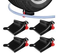 Dreyoo 4 Pcs Car Hose Guide, Tire Hose Roller for Car Washing, Detailing Tire Hose Guide Preventing Pressure Washer Hose Stuck Under The Wheels, Plastic Wash Tool to Avoid Snagging(Black)