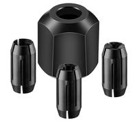 Dreyoo Replacement Collet and Nut Kit Compatible with CN1, Silver, 3 Collets (1/8-inch, 5/32-inch, 1/4-inch) and 1 Nut for Spiral Saw Tools and Drywall Cut Out Tools (Black)