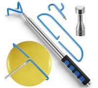 Dreyoo Telescoping Pickup Tool Magnetic Pole with 3 Hook Set, 10 FT Telescopic Push Pull Rod Grabber, Wire Reacher Grabber, Disc Golf Retriever Pole, Push Pull Rod Hook and a Magnet(1 Pack)