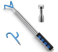 Dreyoo Telescoping Pickup Tool Magnetic Pole with Hook, 10 FT Telescopic Push Pull Rod Grabber, Wire Reacher Grabber, Disc Golf Retriever Pole, Push Pull Rod 2 Hook and a Magnet