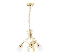 Drfeify 1:12 Scale Dollhouse Miniature Chandelier with LED Lighting, Realistic Hanging Ceiling Light for Dolls House, Mini Home Decor