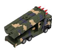 Drfeify 1/50 Military Missile Vehicle Model, Alloy Pull Back Rocket Car Toy with Sound and Light, for Kids Age 6+