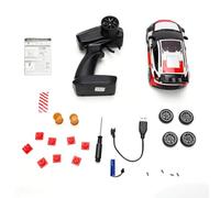 Drfeify 2.4GHz RC Drift Car, 1/24 Scale Remote Control Vehicle with Interchangeable Tires and Controllable LED Lights for Drift Racing and Off Road Driving (Red)