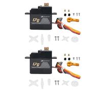 Drfeify 2 Pcs 17G Micro Digital Servo with 25T Horn for 1/14 1/16 RC Crawler Car Upgrade Servo Parts Model Boat Airplane Robot