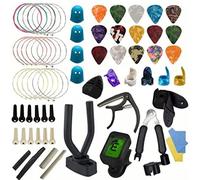 Drfeify 66Pcs Guitar Accessories Kit, Tuner Picks Wall Mount Bracket Repair Tools Set with Cleaning Cloth, for Guitar Banjo Mandolin