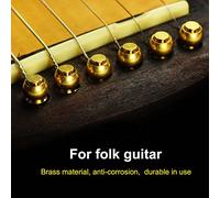 Drfeify 6Pcs Set Durable Brass Guitar Bridge Pins For Folk Guitars Replacement Parts Gold Black Brass Material, Anti, Exquisite Appearance, Durable In Use (Black (Gold)