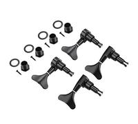 Drfeify Bass Guitar Tuning Machines 2L2R Enclosed Fishtail Button Sealed Tuners Replacement for Rusty Broken Pegs DIY Bass Upgrade Kit (Black)