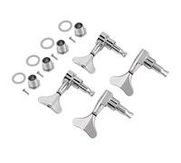 Drfeify Bass Guitar Tuning Machines 2L2R Enclosed Fishtail Button Sealed Tuners Replacement for Rusty Broken Pegs DIY Bass Upgrade Kit (Silver)