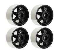 Drfeify Beadlock Wheel Rims 4Pcs Metal Deep Dish Hub Wheels for RC Cars with -8.9mm Offset Enhanced Stability for Axial SCX10 D90 HSP Redcat HPI (Black)