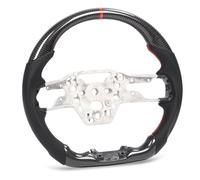 Drfeify Carbon Fiber Steering Wheel Perforated Leather Racing Steering Wheel 3K Twill Flat Bottom D Type Red Stitching for 2024+ Track and Street Driving