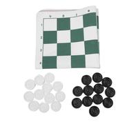 Drfeify Checkers Set PU Leather Checkers Board Game 35cm Foldable Portable Draughts Board Game for 2 Players Children Adults Family Travel Party Picnic (Green)